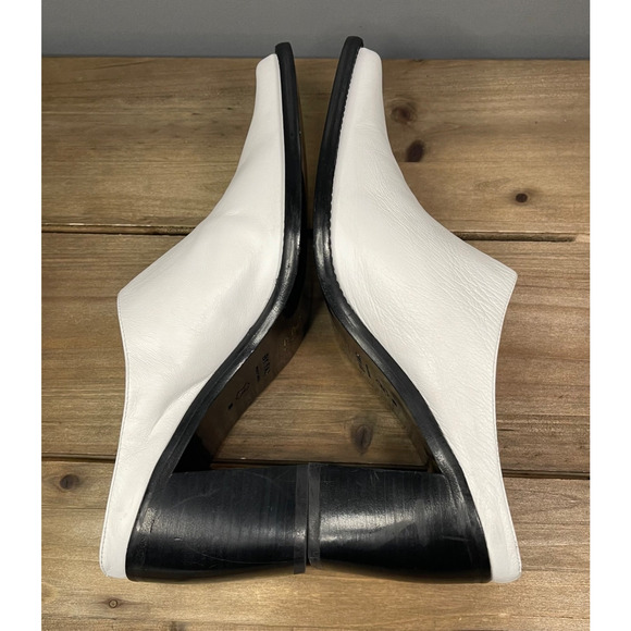 BY FAR Women's Block Heel Mule Clog Size 39 White Nappa Leather Pointed Toe - Picture 7 of 16